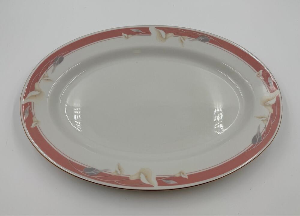 Vintage Sango Majesty Taupe Fantasy 8394 14.25” Oval Serving Platter Gold Trim